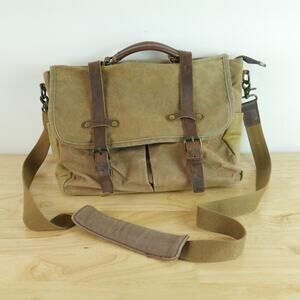 NEWHEY Waxed Canvas Messenger Bag Laptop Briefcase Shoulder Strap Classic